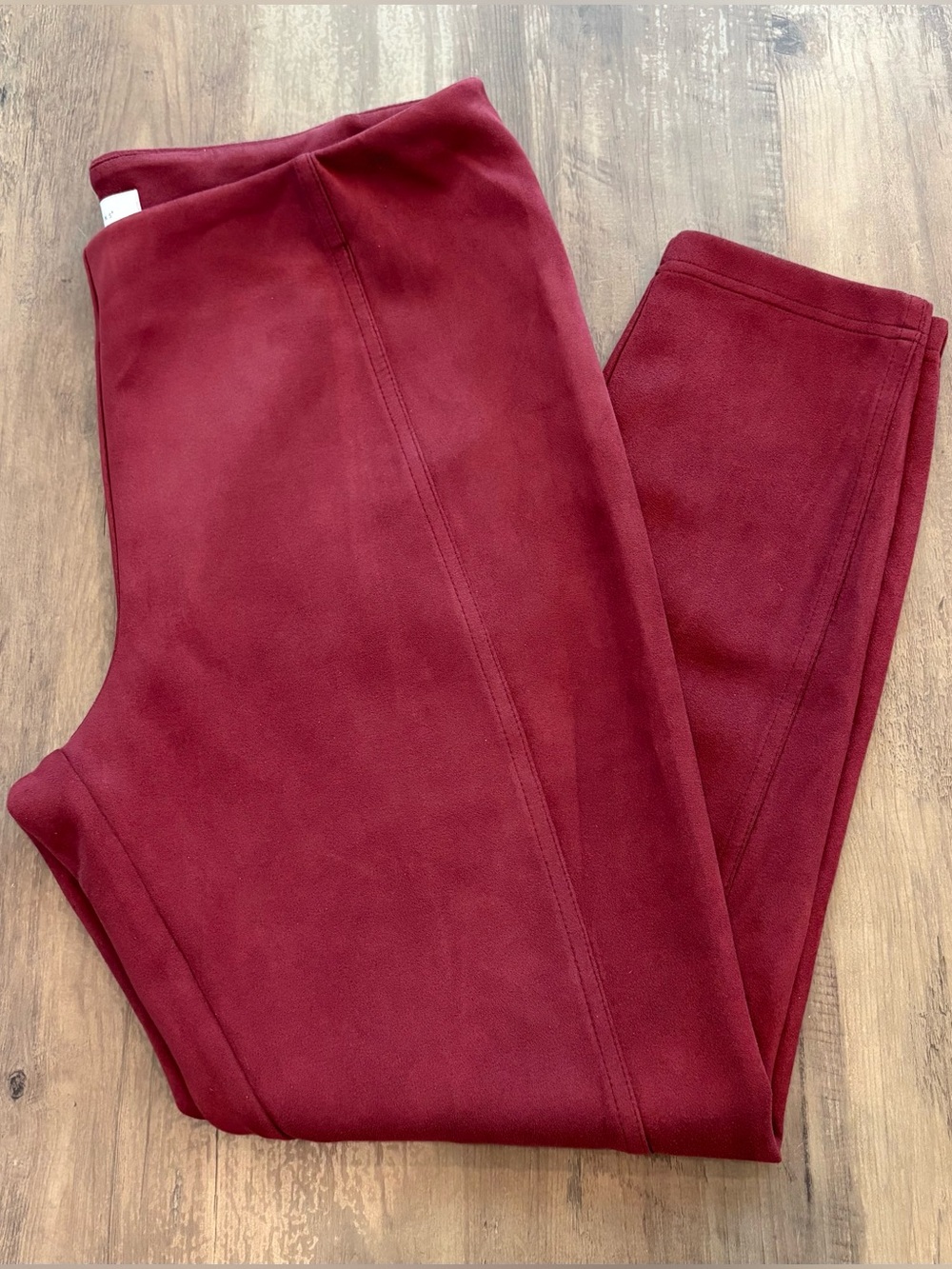 New Directions Faux Suede Burgundy Fall Capsule Scuba Seam Legging Pants Size L